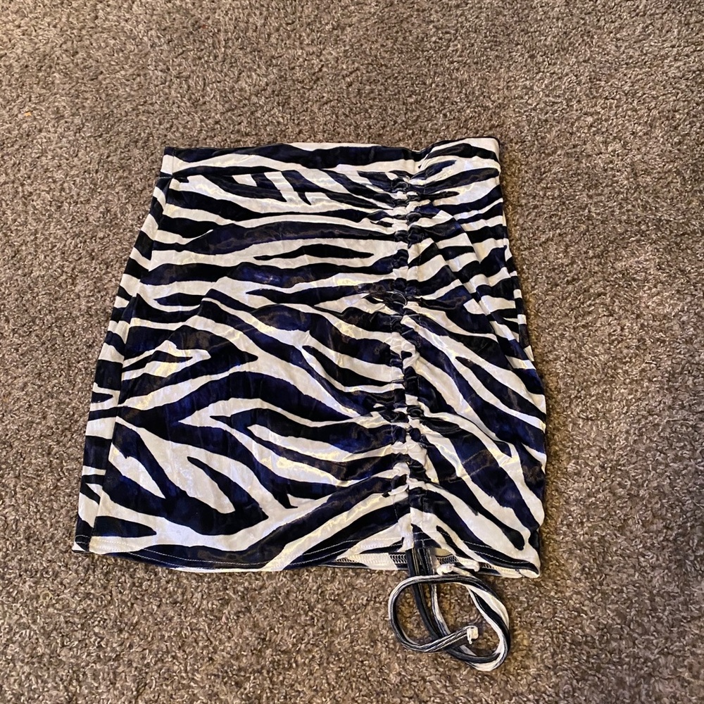 PLT Zebra Print Velvet Skirt